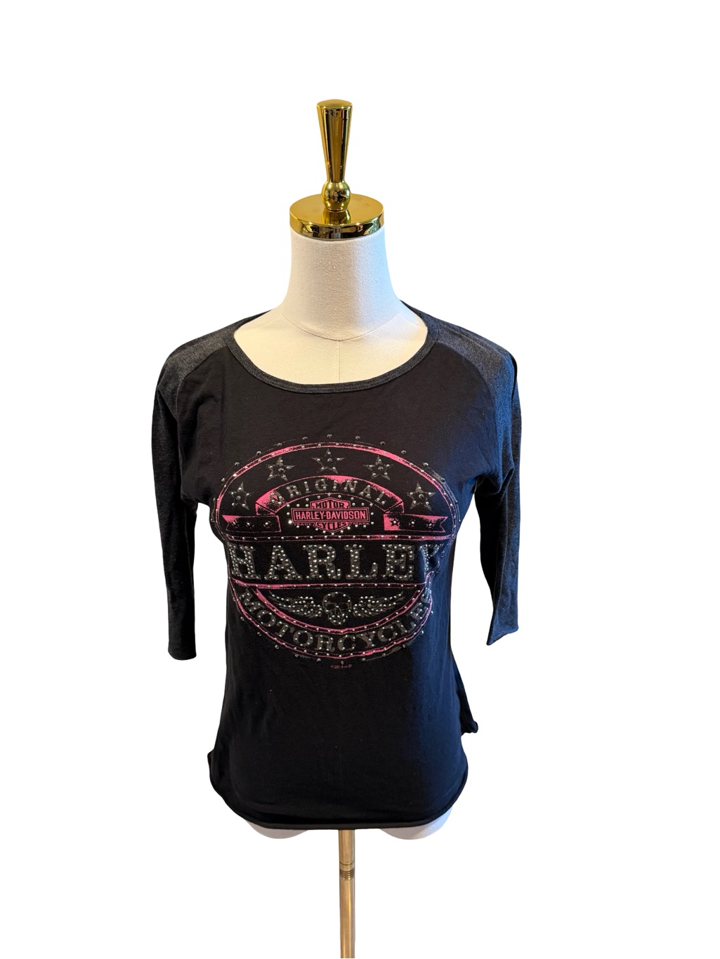 Harley-Davidson Black & Pink Logo Raglan Tee